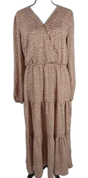Women PrettyGarden Maxi Dress Brown White Size M thumbnail 1