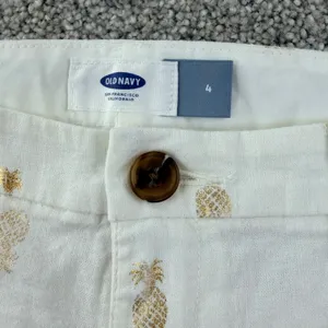 Gold Pineapple‎ Linen Blend Shorts Coastal Vacation Resort Women 4 Preppy Beachy thumbnail 6