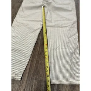 American Eagle Striped Tie Waist Straight Leg Pants Ivory Blue‎ Size 10 thumbnail 9