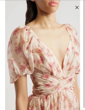 lulus Jane Chiffon floral dress thumbnail 3