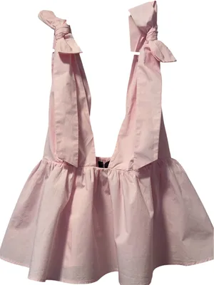 NWT Zara Pink Poplin Bow Shoulder Top - Size L - Coquette Babydoll Romantic thumbnail 3