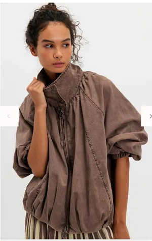 Free People Chelsea Funnel Neck Jacket Brown thumbnail 1