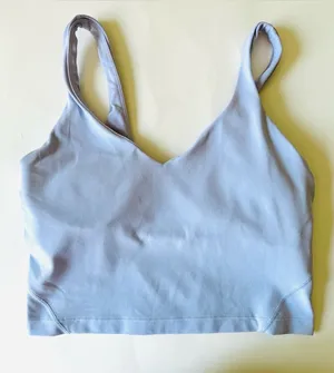Lululemon Aling Tank Top Nulu Sz 8 With‎ Cup Light Blue V-Neck Sports Bralette thumbnail 1