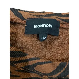 Monrow Zebra Full Sleeve Sweatshirt in Caramel sz Large‎ thumbnail 5