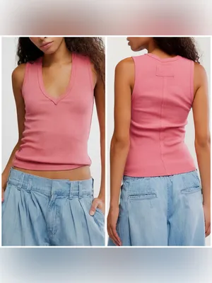 NWOT Free People We The Free Neria Tank - vintage rosey - rose pink - medium thumbnail 2