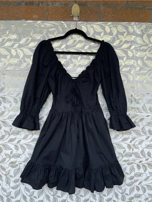 Hill House Black Smocked Mini Dress XS Cotton Whimsigoth Cottagecore thumbnail 4