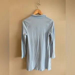 AMERICAN EAGLE Ribbed Knit Long Sleeve Midi Button Up Dress Baby Blue‎ XL thumbnail 2