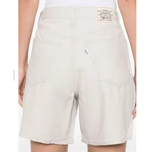 Levi's Premium Size 29 Women's High Rise Baggy Linen Blend Baggy Shorts Grey thumbnail 5