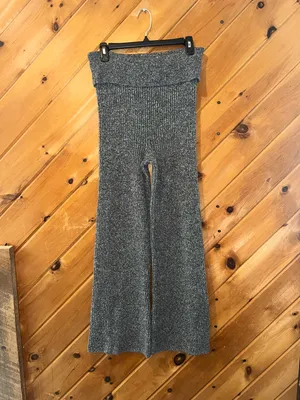 Aerie ribbed Late Night fold over flared knit pants in marled gray thumbnail 4