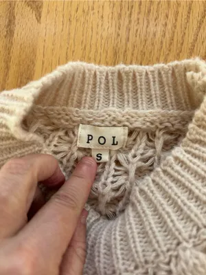 Pol Bobble Knit‎ Popcorn Sweater Small Cream Pink Textured Open Weave Pullover thumbnail 5