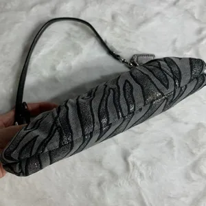y2k COACH Zebra Silver Print Black Metallic Mini Purse / Wristlet thumbnail 5