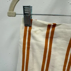 Sancia‎ Striped Wrap Mini Skirt Ochre Cream Tencel Linen Blend XS Summer Boho thumbnail 8
