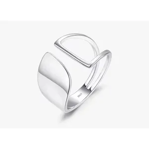 Boutique NEW Unique Geometric‎ Ring | Rhodium Plated 925 Sterling Silver, Abstract Ring thumbnail 7