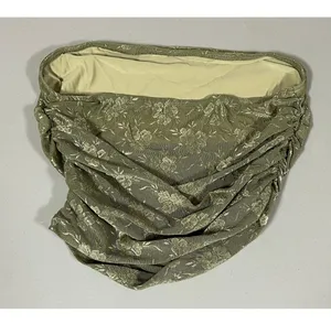 Olive Green Floral Mesh Ruched Tube Top Shirt Blouse Size M ✨ thumbnail 4