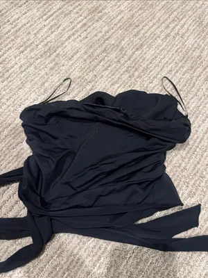 Lioness Black Strapless Wrap Crop Top thumbnail 2