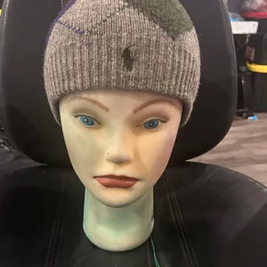 Ralph Lauren Color Block Knit Beanie in Gray and Green. Please see pic for flaws thumbnail 9