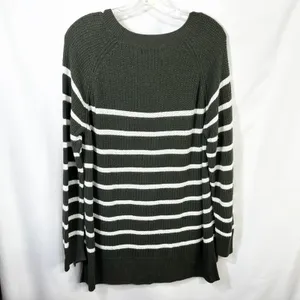 Old Navy XL Sweater Green Striped Crew‎ Raglan Academia Fall Knit Office 810 thumbnail 2