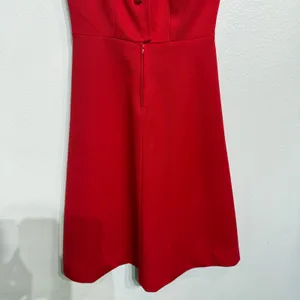 Cari Lu Red Dagger Collar Belted Fit Flare Vintage Midi Dress Sz 10 thumbnail 4