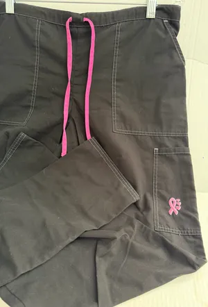 SB Scrubs Black Drawstring Scrub Pants with Pink Accents thumbnail 2