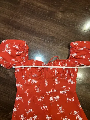 Simple Retro Floral Mini Dress Puff Sleeves Size Small thumbnail 5