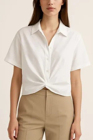 ✨MAEVE Anthropologie Short Sleeve Button Down Sz XS White Top✨ thumbnail 1