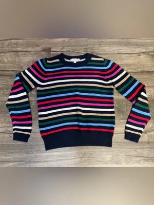 LOFT Striped Crewneck Sweater - Navy, Pink, Blue, Green, Cream thumbnail 2