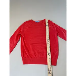 Antonio Melani Lightweight Sweater Size S Orange Sheer Stripe 100 Percent Cotton thumbnail 3