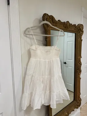ZARA Babydoll Dress Mini White thumbnail 3