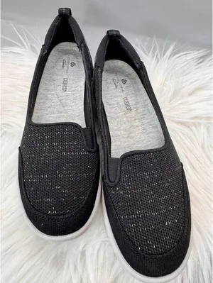 Clarks Cloudsteppers Adella Knit Slip On Sneakers Black Shimmer Cushion Sz 5 thumbnail 1