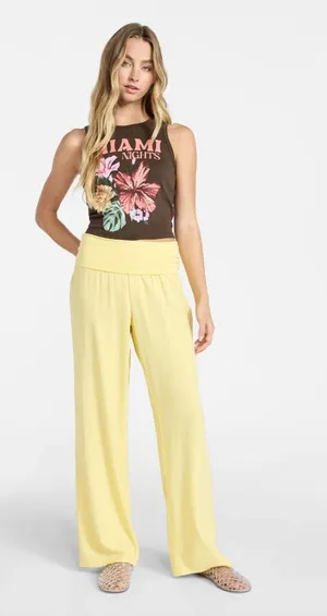 No Boundaries Wide Leg Yellow Roll Waist Pants thumbnail 1