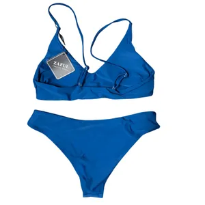 NWT Zaful Bikini Set Peacock‎ Blue Triangle Top High Cut Bottom Small thumbnail 5