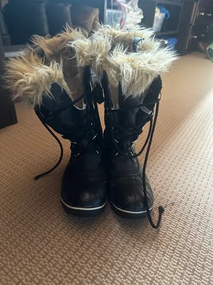 Sorel Joan of Arc classic winter boots size 10 black faux fur thumbnail 2
