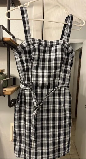 Hollister Black and White Plaid Sleeveless Dress thumbnail 1