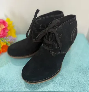 Structure Black Suede Lace-Up Ankle Boots thumbnail 1