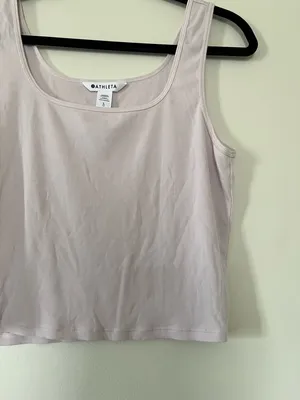Athleta Baby Pink Ribbed Crop Tank Top Balletcore Large Soft Girl Pilates Gym thumbnail 3