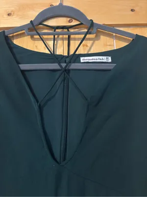 Abercrombie & Fitch Key Hole Front Long Sleeve Mini Dress Emerald Green‎ MP thumbnail 4