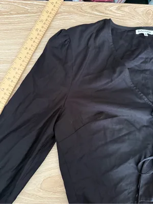 Reformation Medium NEW Hanna Top Black Organic Tie Front Crop Boxy Fit Business thumbnail 8