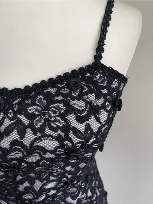 Black Floral Lace Camisole with Braided Straps thumbnail 3