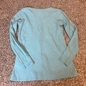 GAP‎ Women Light Blue Textured V Neck Sweater Size Small Merino Blend thumbnail 6