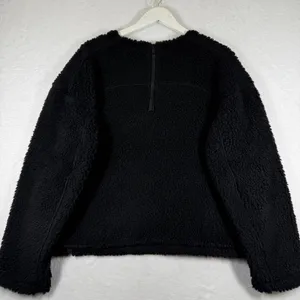 Lululemon Wool-Blend Sherpa Fleece Pullover Black Crew Neck Back Zip‎ Size 12 thumbnail 8