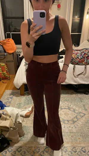 Forever 21 velvet maroon flare pants thumbnail 1