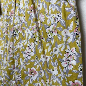 THML Women Cotton Top‎ XS Yellow Floral Ruffle Preppy Garden Party Spring thumbnail 5