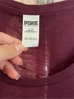 Y2K PINK Victoria's Secret Women's 'Coffee First' Deep Wine Tee Size Large thumbnail 6