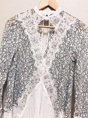 Free People Tunic - White & Black Lace Size small thumbnail 3