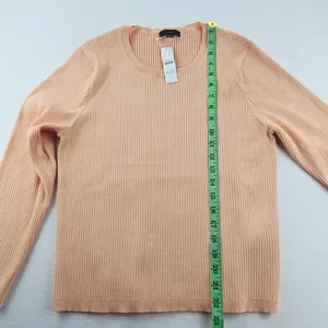 J. Crew‎ NWT Womens Ribbed Knit Sweater Long Sleeve Crew Neck Peach Orange Large thumbnail 6