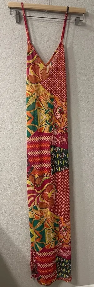 ARIA Vibrant Multicolor‎ Maxi Dress Size L thumbnail 1