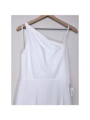 NWT Ieena Mac Duggal One Shoulder Double Strap Gown 8 White Bridal Formal 26266 thumbnail 6