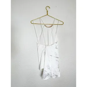 NWT Zara White Satin Halter Asymmetrical Hem Top Medium Tie Back Quiet Luxury thumbnail 13