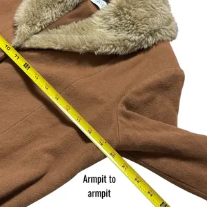 Y2K‎ Farina 2 Penny Lane Faux Fur Trim Trench Coat Old Money Mob Wife M/L thumbnail 7