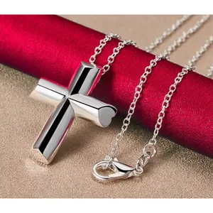 925 Sterling Silver Cross‎ Pendant Necklace, 16-18” thumbnail 11